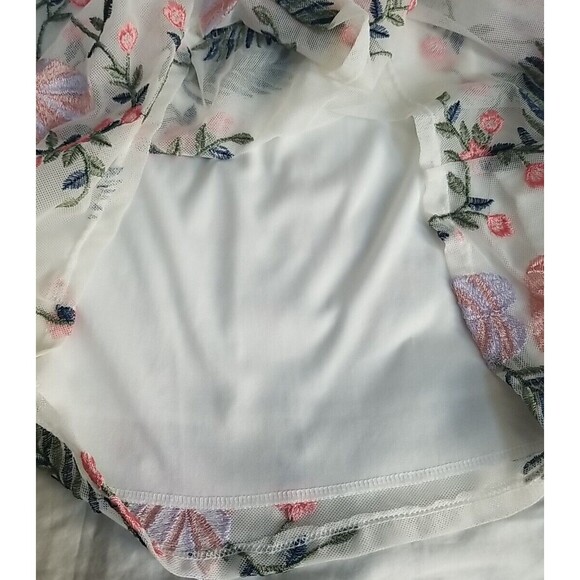 Blue Rain M Boho Sleeveless Top Embroidered Floral Fern Lined Tassels Wms Medium - Picture 7 of 14